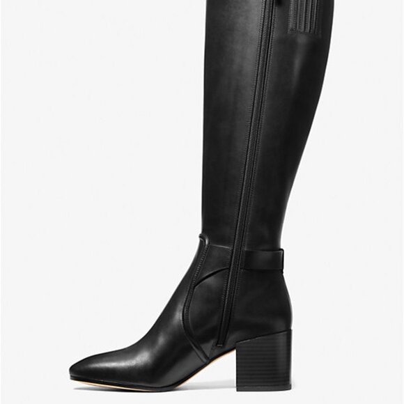 New* MICHAEL KORS Carmen Leather Riding Boots Black Color Size 7 $478 - Picture 3 of 7
